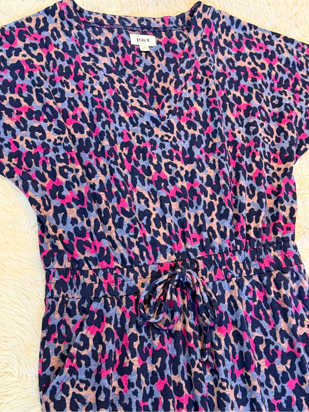 Pact Purple Leopard Print Charlie Organic Cotton Jumpsuit - Size Medium - Picture 3 of 6
